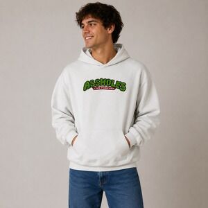 Assholes Live Forever White TMNT Logo Graphic Hoodie Mens Large Streetwear